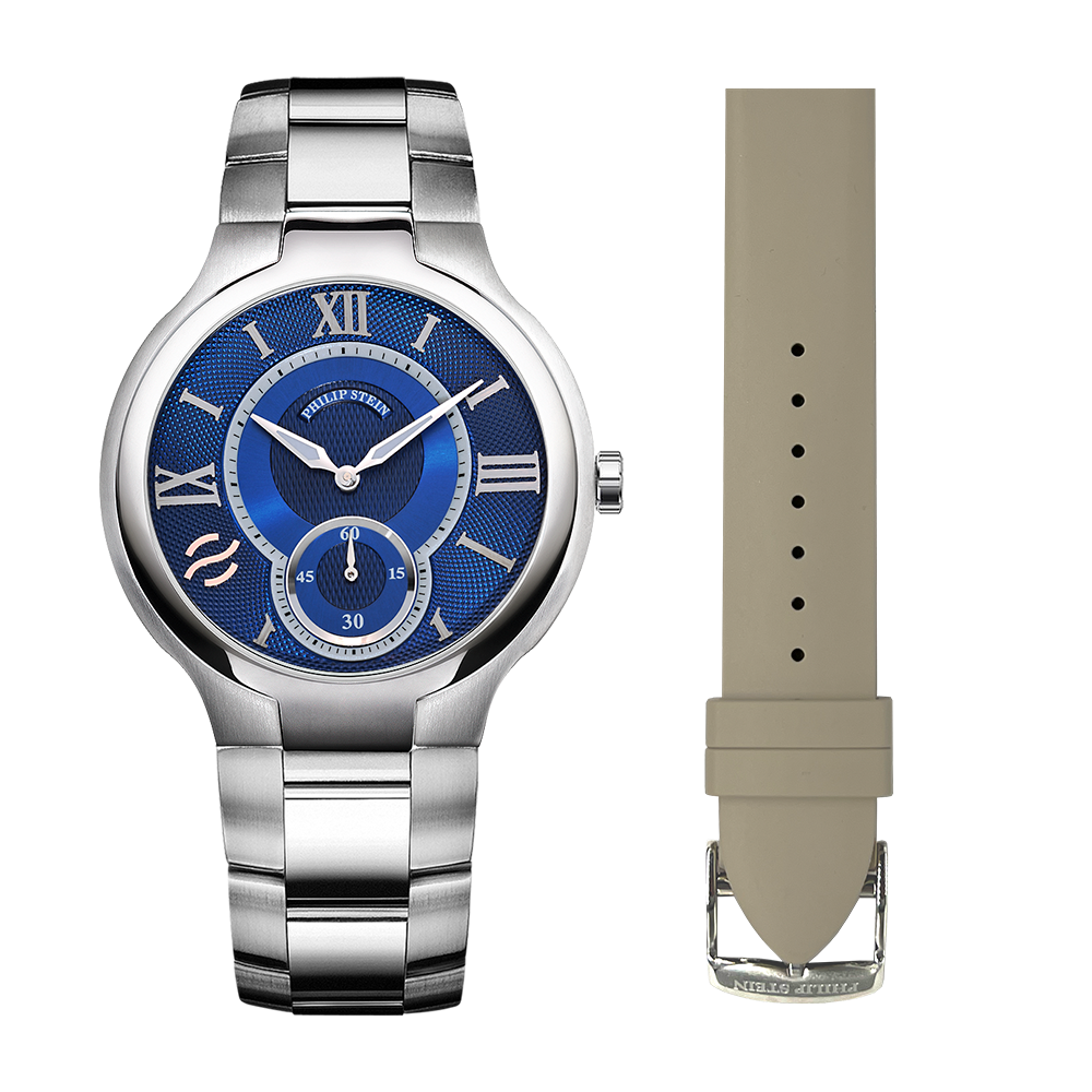 Philip Stein Classic Round Large Watch Model 42CBLSS + 2NRCR