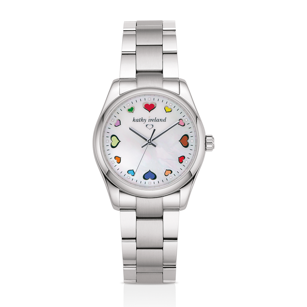Kathy Ireland Forever Love 36mm Steel/White Mother of Pearl Dial (Model No. 46-KHMCLMOP-SS)