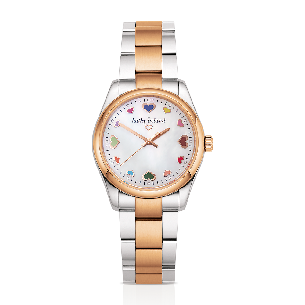 Kathy Ireland Forever Love 36mm Steel & Gold/White PVD Mother of Pearl Dial (Model No. 46TRG-KHMCLMOP-SSTRG)