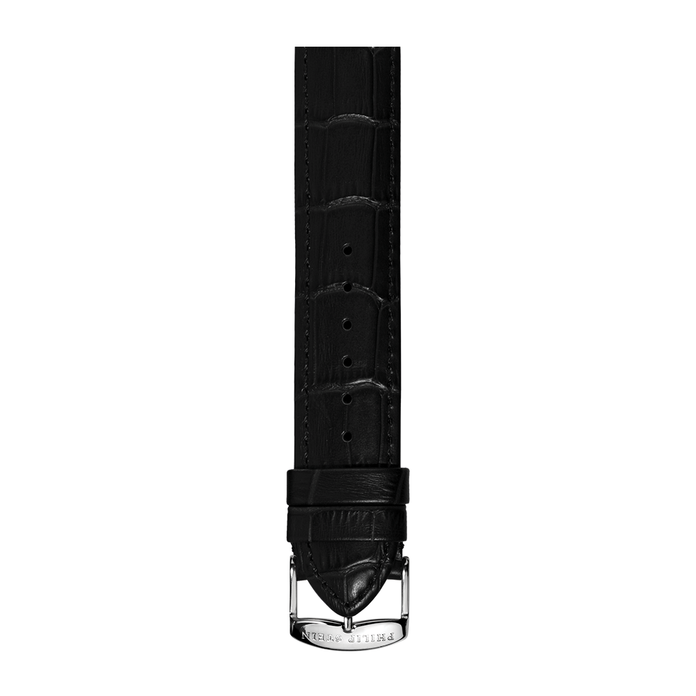 Black Shiny Calf Stitch Alligator Print Strap - Model 1-CSTABS