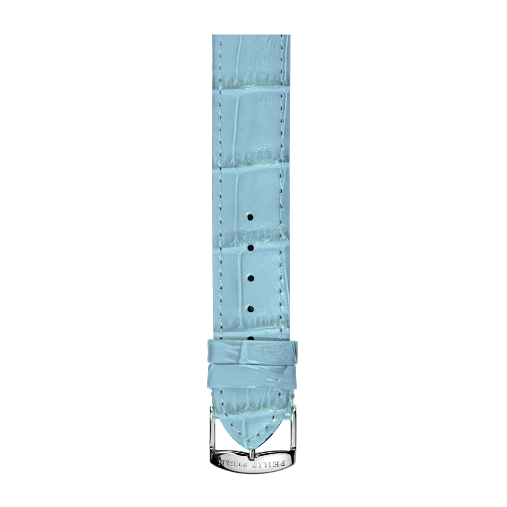 Philip Stein White Calf Stitch Alligator Print Strap - Model  display picture 1