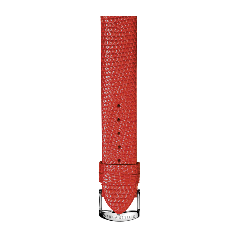 Orange Red Calf Lizard Print Strap - Model 1-CZOR display picture 3