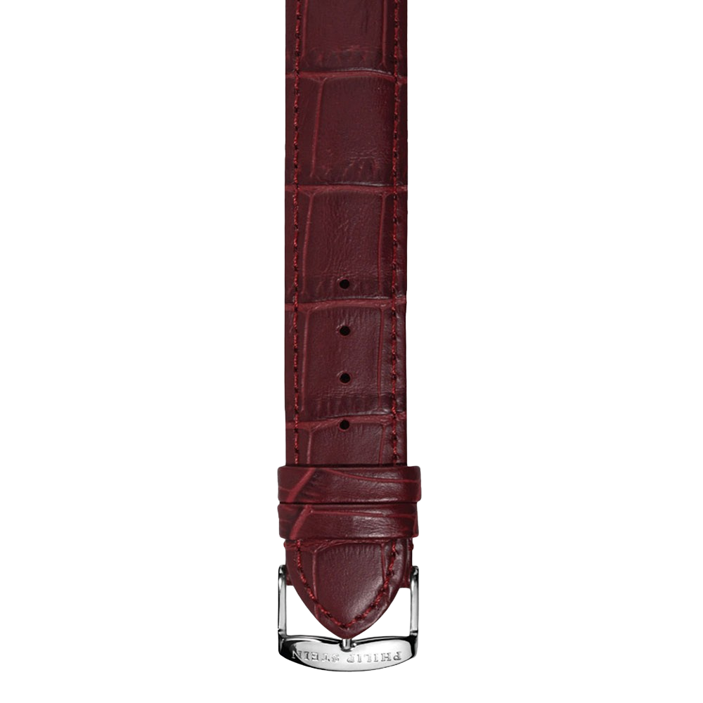 Burgundy Calf Stitch Alligator Print Strap - Model 1-CSTABG