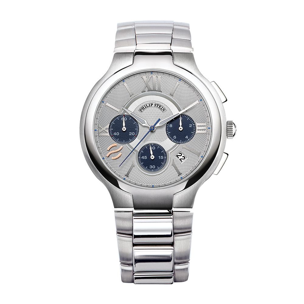 Philip Stein Classic Round Chronograph Model 45CRSILBLSS
