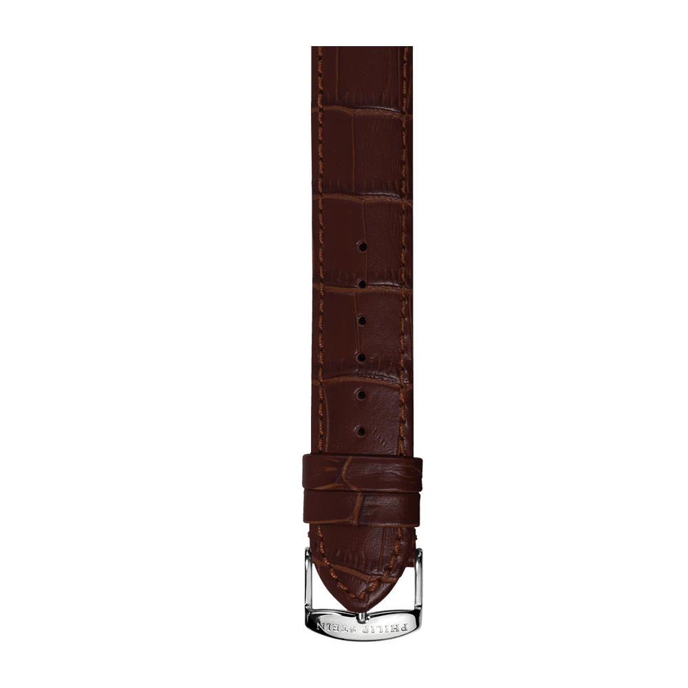 Brown Calf Stitch Alligator Print Strap - Model 1-CSTABRN - Philip Stein Strap