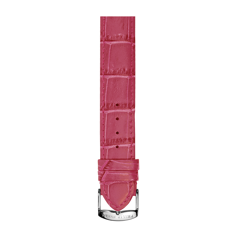 Dark Pink Calf Stitch Alligator Print Strap Model 1 CSTADP