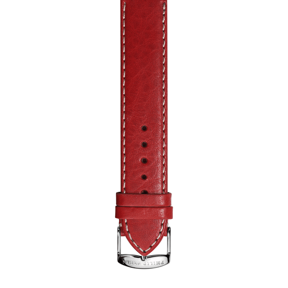 Philip Stein Red Calf Stitched Leather Strap Model 3 CSTR