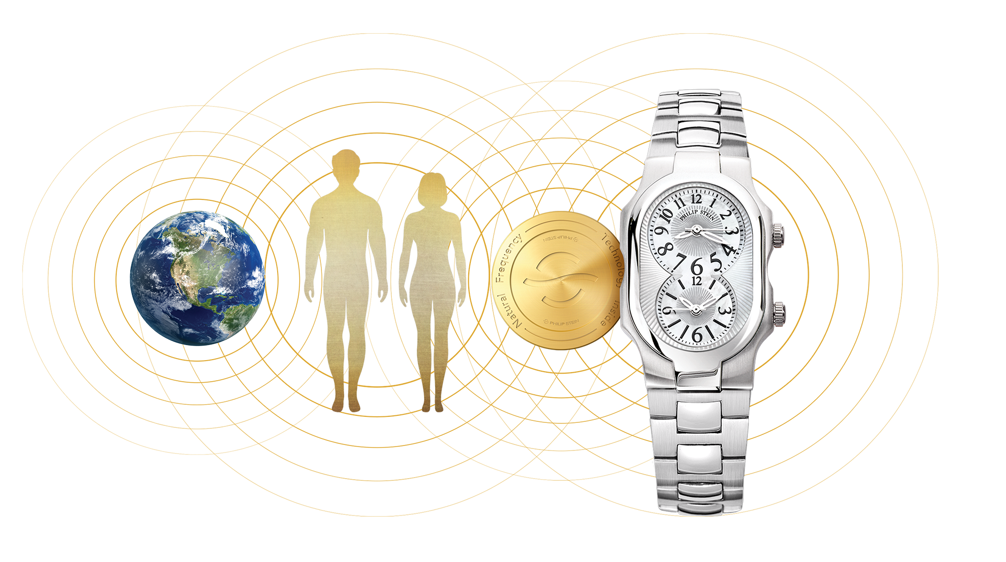 Natural Frequency Technology Waves and Disc with Red Colors Collection Watch