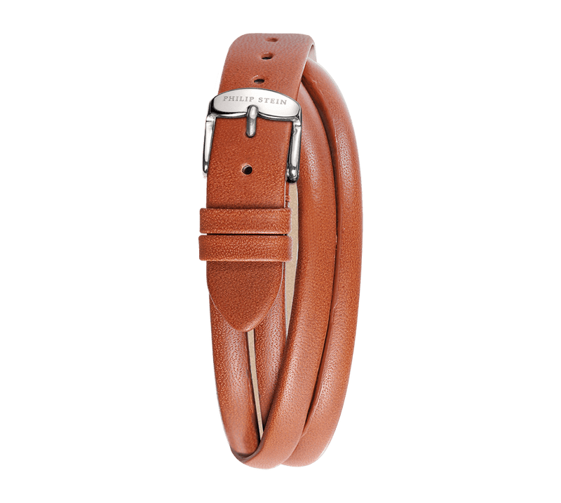 Tan Double Wrap Around Rugby leather Strap - Model 4-CRDWT - Philip Stein Strap